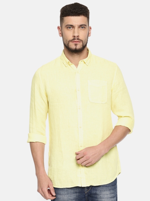 

Jack & Jones Men Yellow Slim Fit Solid Casual Shirt