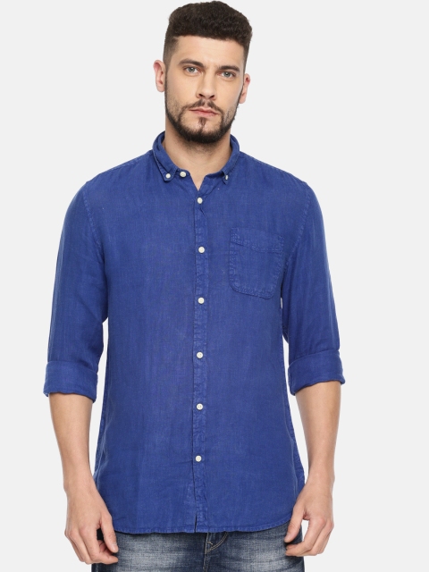 

Jack & Jones Men Blue Regular Fit Solid Casual Shirt