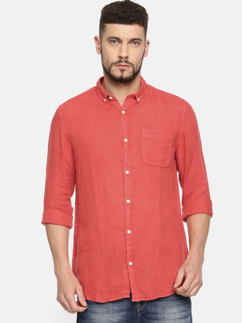 

Jack & Jones Men Orange Slim Fit Solid Casual Shirt