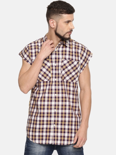 

Jack & Jones Men White & Blue Slim Fit Checked Casual Shirt