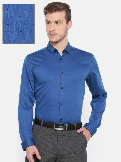 

Jack & Jones Men Navy Blue Slim Fit Self Design Formal Shirt