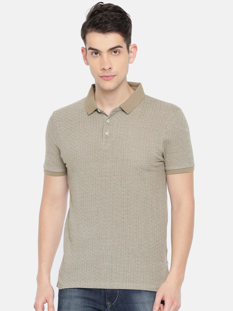 

Jack & Jones Men Beige Printed Polo T-shirt