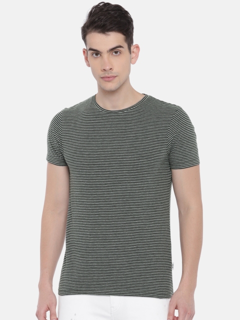 

Jack & Jones Men Grey & Black Striped Round Neck T-shirt