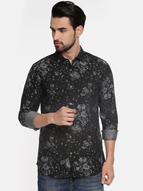 

Jack & Jones Men Black & Grey Slim Fit Printed Casual Shirt