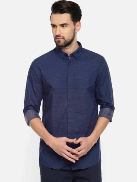 

Jack & Jones Men Navy Blue Slim Fit Self Design Casual Shirt