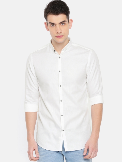 

Jack & Jones Men White Slim Fit Self Design Casual Shirt