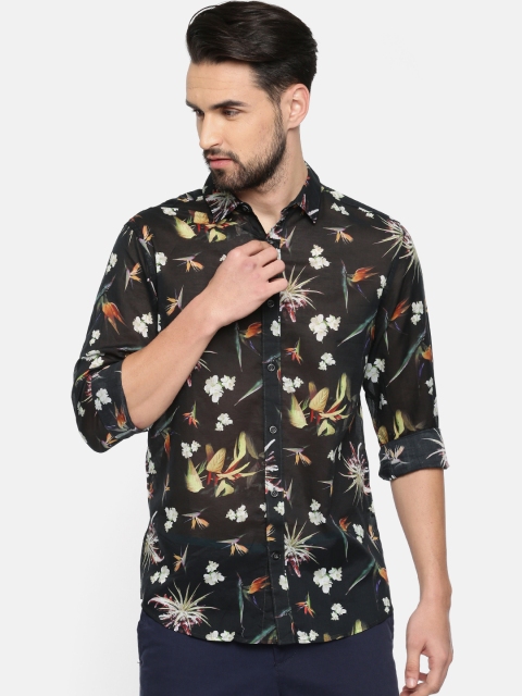 

Jack & Jones Men Black Slim Fit Printed Casual Shirt