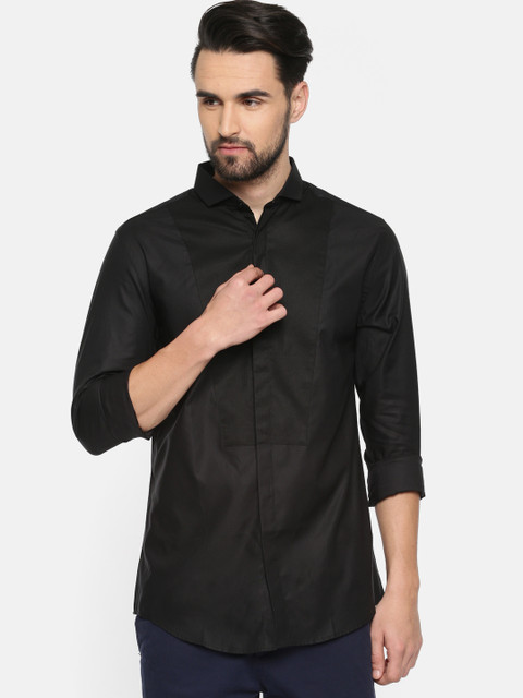 

Jack & Jones Men Black Slim Fit Solid Casual Shirt