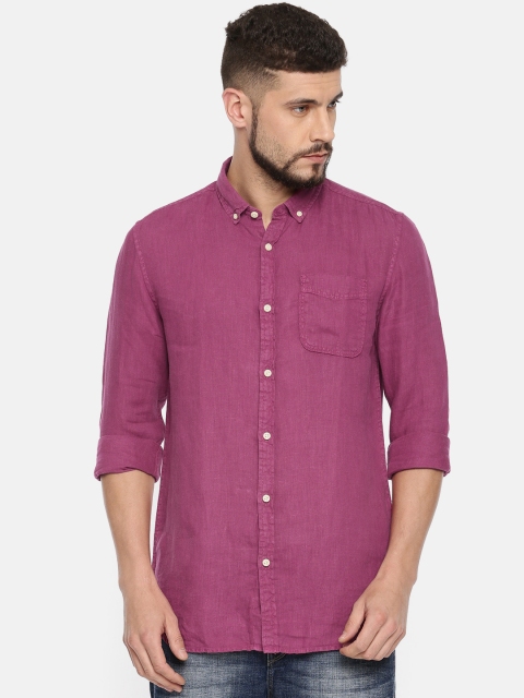 

Jack & Jones Men Magenta Pink Slim Fit Solid Casual Shirt
