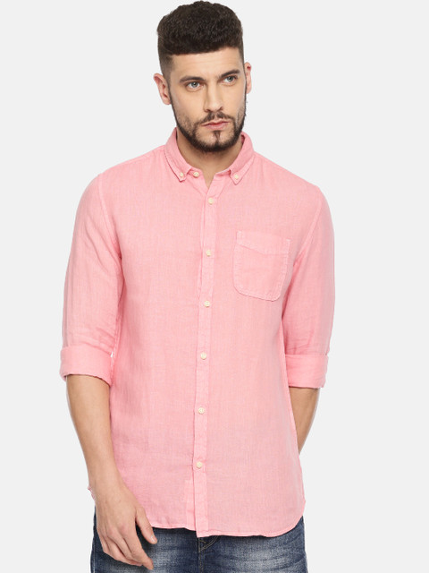 

Jack & Jones Men Coral Pink Regular Fit Solid Casual Shirt