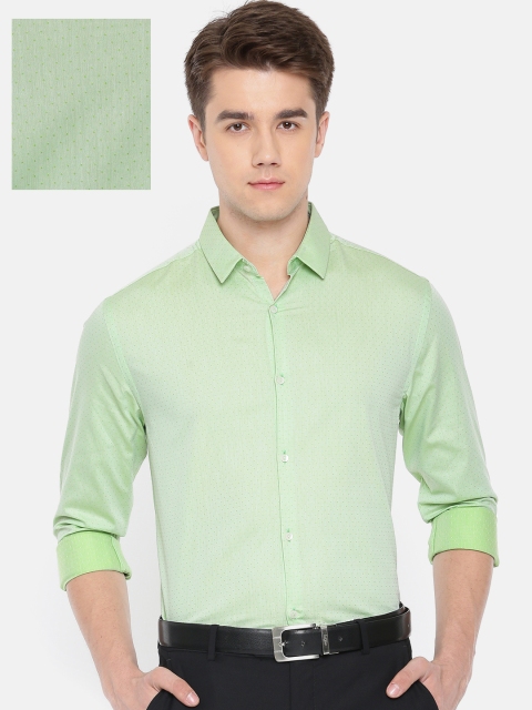 

Jack & Jones Men Green Slim Fit Self Design Formal Shirt