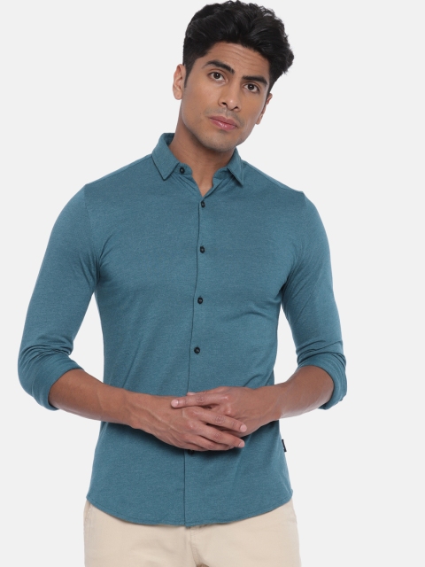 

Jack & Jones Men Teal Blue Slim Fit Solid Casual Shirt