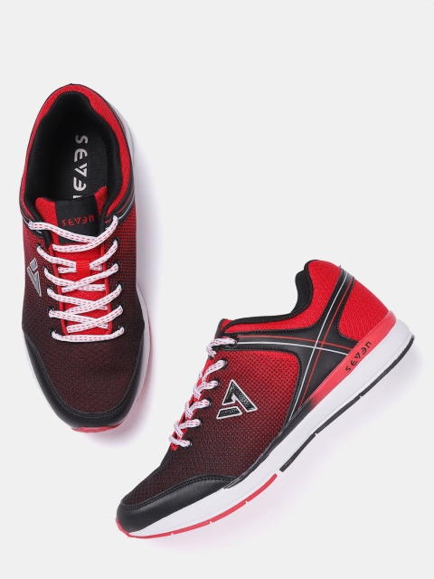 

SEVEN by MS Dhoni Men Red & Black Printed Running Shoes