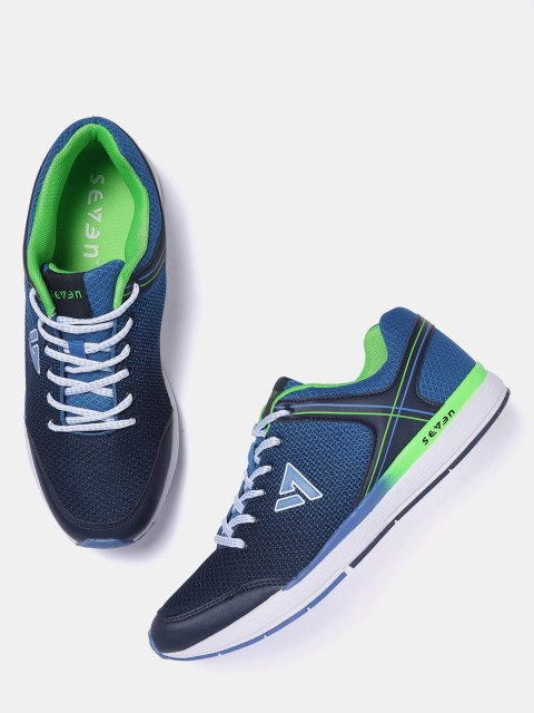 

SEVEN by MS Dhoni Men Navy Blue Printed Running Shoes