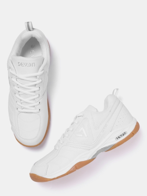 

SEVEN by MS Dhoni Men White Badminton Shoes
