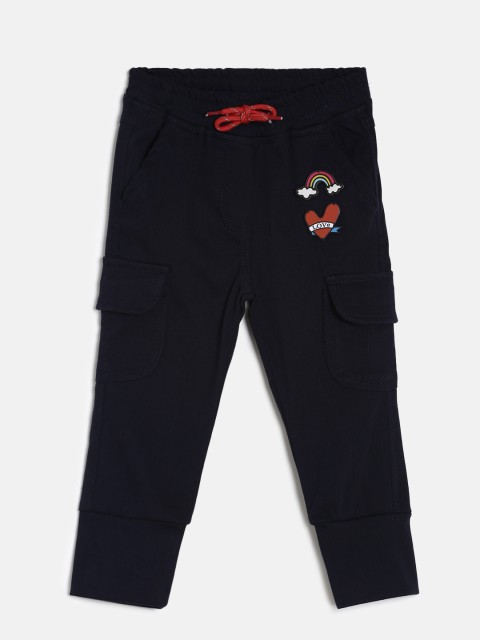 

Little Kangaroos Girls Navy Blue Solid Joggers