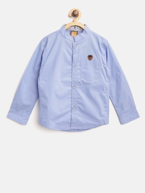

Little Kangaroos Boys Blue Regular Fit Solid Casual Shirt