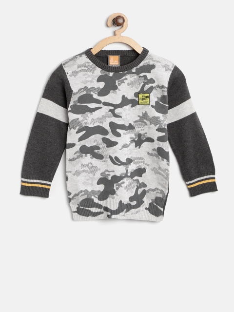 

Little Kangaroos Boys Grey Melange Camouflage Print Pullover