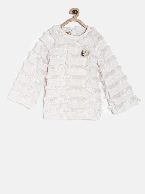 

Little Kangaroos Girls Off-White Embellished Top