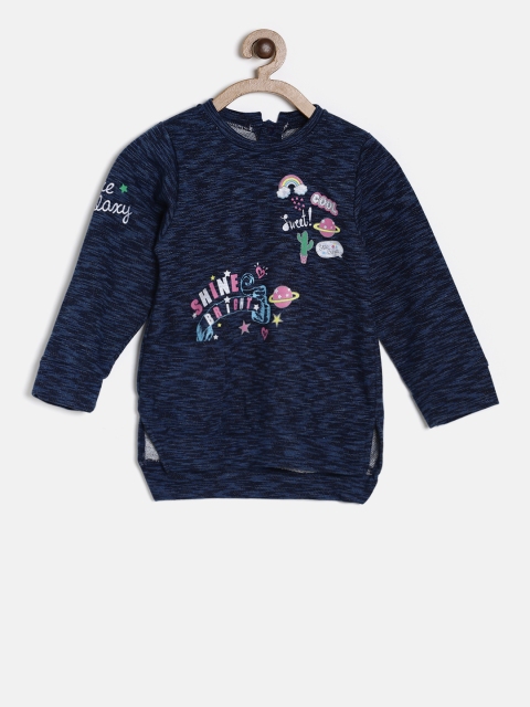 

Little Kangaroos Girls Navy Blue Printed Top