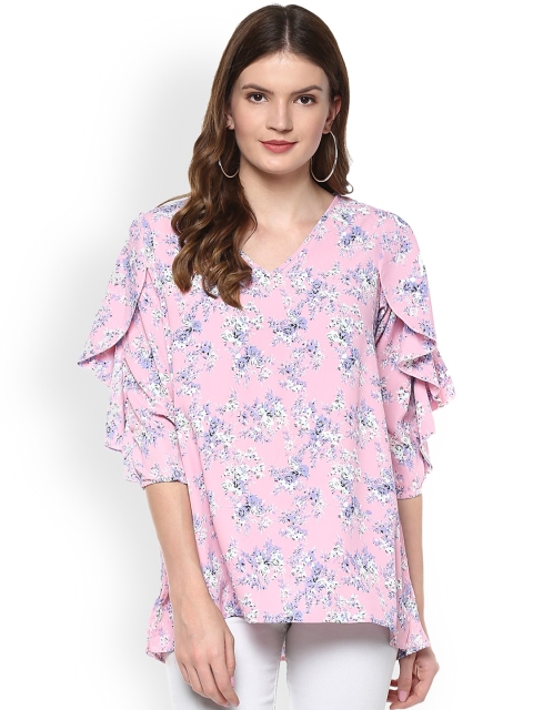 

Qurvii Plus Size Pink Printed Tunic