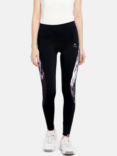 

Tuna London Women Black and Purple Solid Tights
