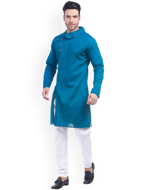 

Zotw Men Blue Printed Straight Kurta