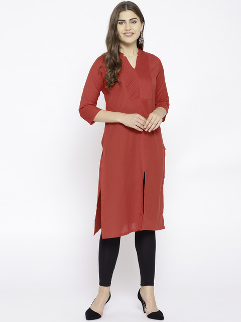 

Biba Women Red Solid A-Line Kurta