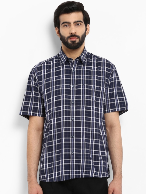 

ColorPlus Men Blue Regular Fit Checked Casual Shirt