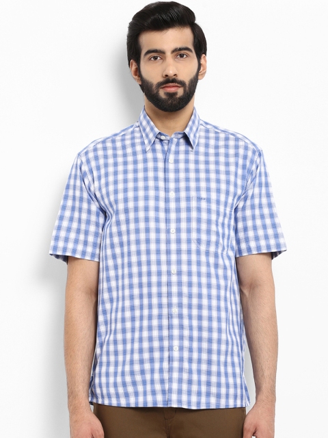 

ColorPlus Men Blue & White Regular Fit Checked Casual Shirt