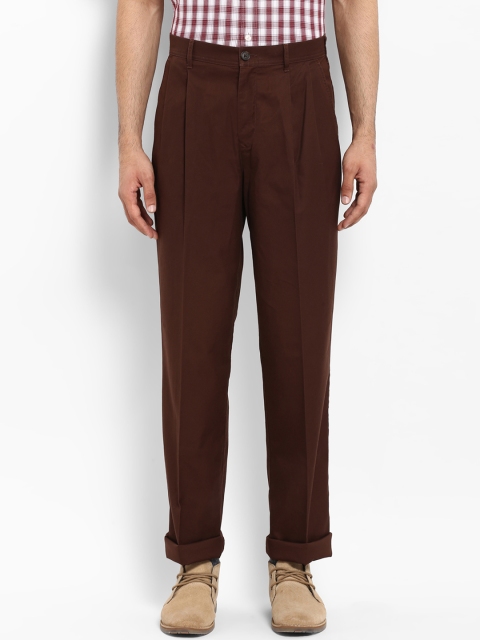

ColorPlus Men Brown Regular Fit Solid Regular Trousers