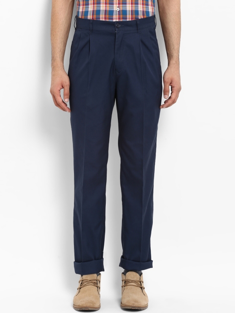 

ColorPlus Men Navy Blue Regular Fit Solid Regular Trousers