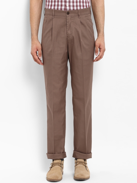 

ColorPlus Men Brown Regular Fit Solid Regular Trousers