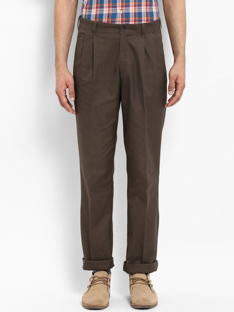 

ColorPlus Men Brown Regular Fit Solid Regular Trousers