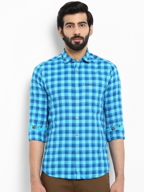 

ColorPlus Men Blue Regular Fit Checked Casual Shirt