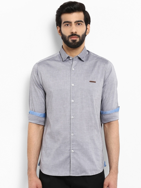 

ColorPlus Men Grey Regular Fit Solid Casual Shirt
