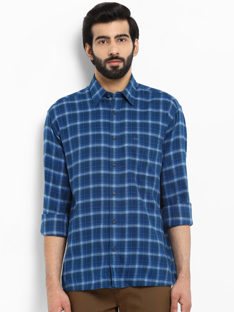 

ColorPlus Men Blue Regular Fit Checked Casual Shirt