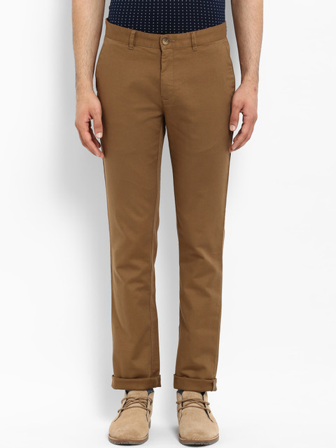

ColorPlus Men Brown Regular Fit Solid Regular Trousers