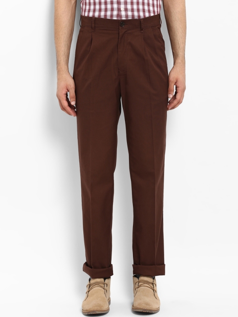 

ColorPlus Men Brown Regular Fit Solid Regular Trousers