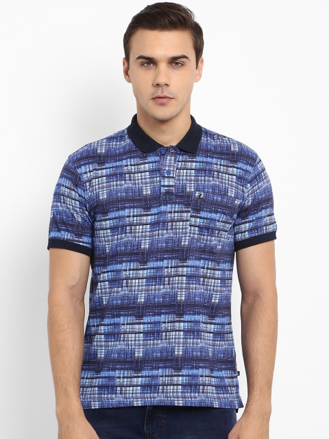 

Parx Men Blue Printed Polo Collar Pure Cotton T-shirt
