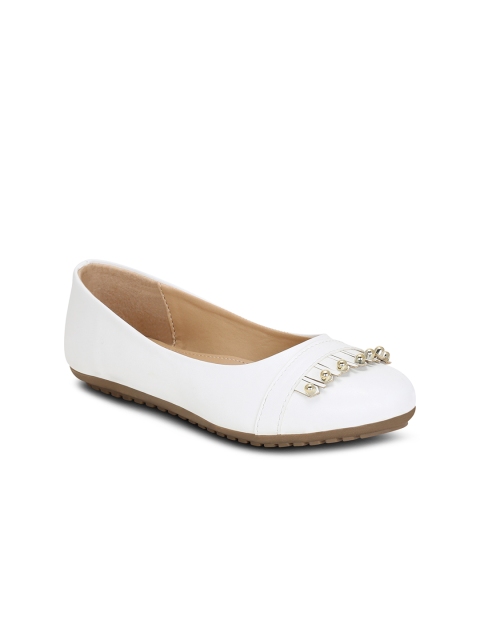 

Get Glamr Women White Solid Synthetic Ballerinas