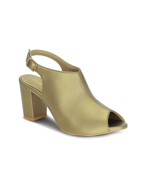 

Get Glamr Women Gold-Coloured Solid Peep Toes Heels