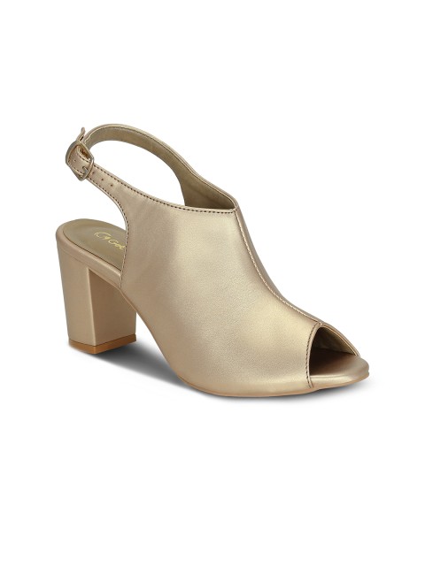 

Get Glamr Women Rose Gold-Coloured Solid Peep Toes Heels