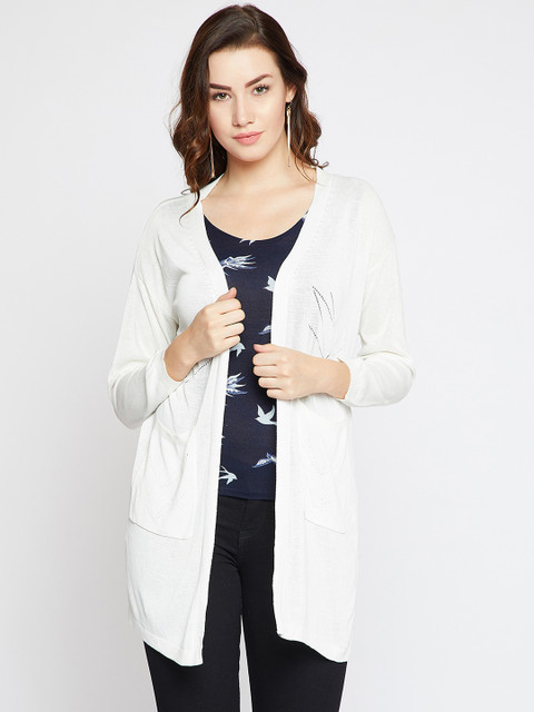 

Marie Claire White Solid Open Front Shrug