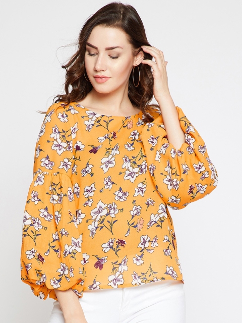 

Marie Claire Women Mustard Yellow Printed Top