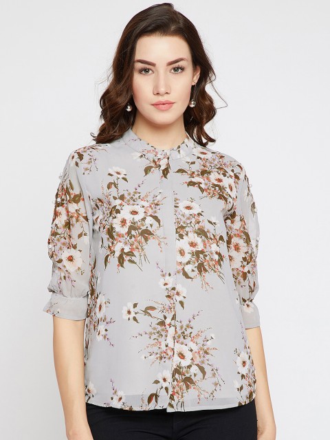 

Marie Claire Women Grey Regular Fit Printed Casual Shirt