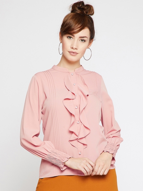 

Marie Claire Women Peach-Coloured Regular Fit Solid Casual Shirt