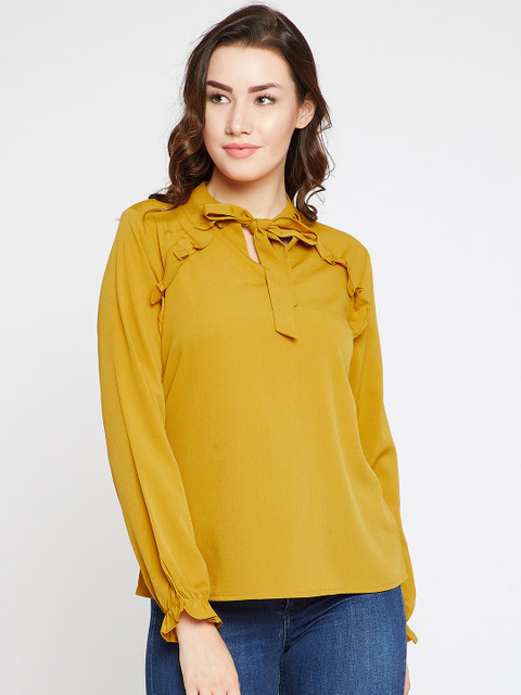 

Marie Claire Women Mustard Solid Top