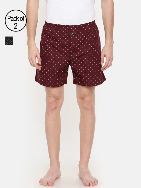 

Force Go Wear Mens Pack of 2 Black & Maroon Printed Boxers MFCO502PO2BOXERP20P23