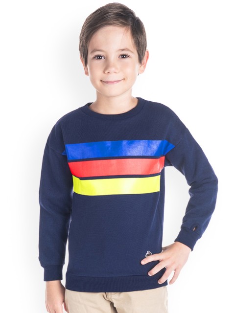 

Cherry Crumble Boys Navy Blue Striped Sweatshirt